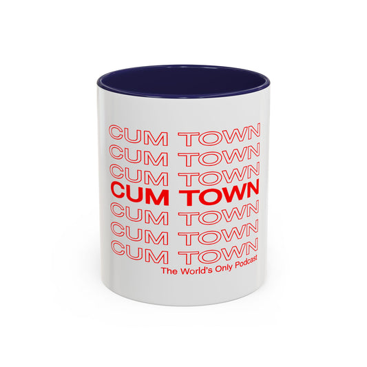 Cum Town Accent Coffee Mug — Bold Repeating Logo 11/15oz