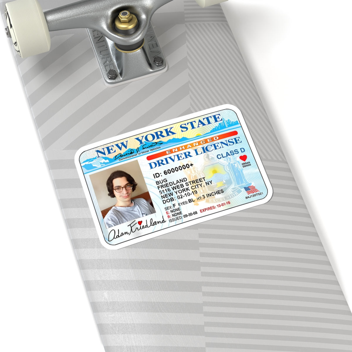 Adam Bug New York State Driver License Sticker