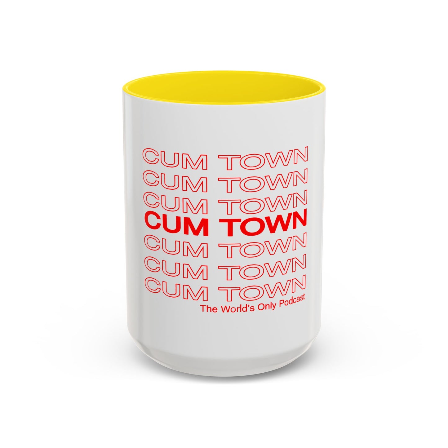 Cum Town Accent Coffee Mug — Bold Repeating Logo 11/15oz