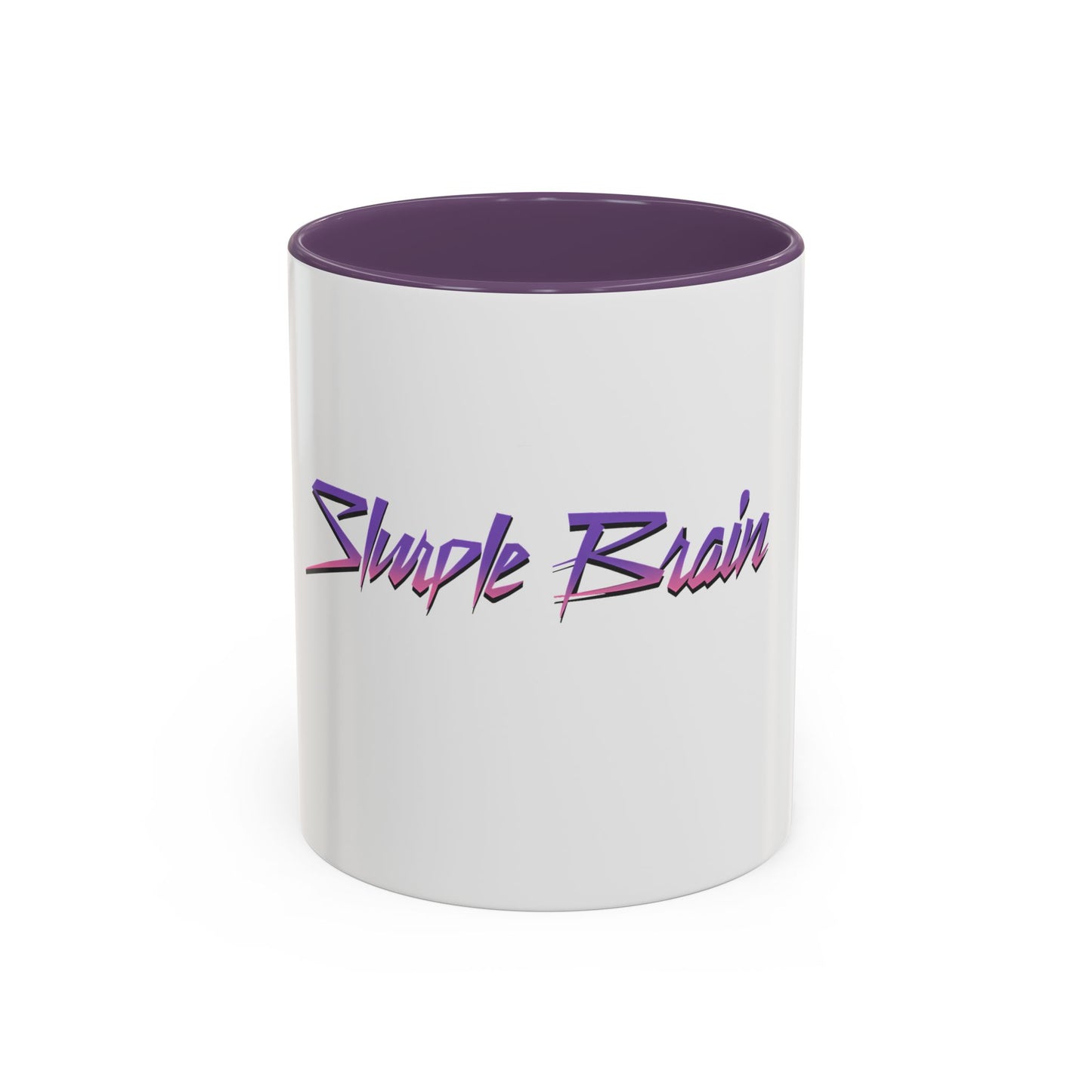 Accent Coffee Mug — Retro 'Simple Brain' Neon Script Coffee Mug