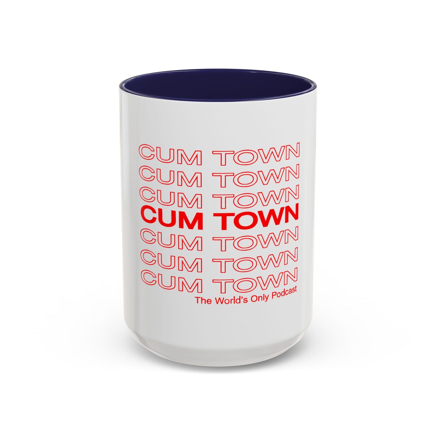 Cum Town Accent Coffee Mug — Bold Repeating Logo 11/15oz