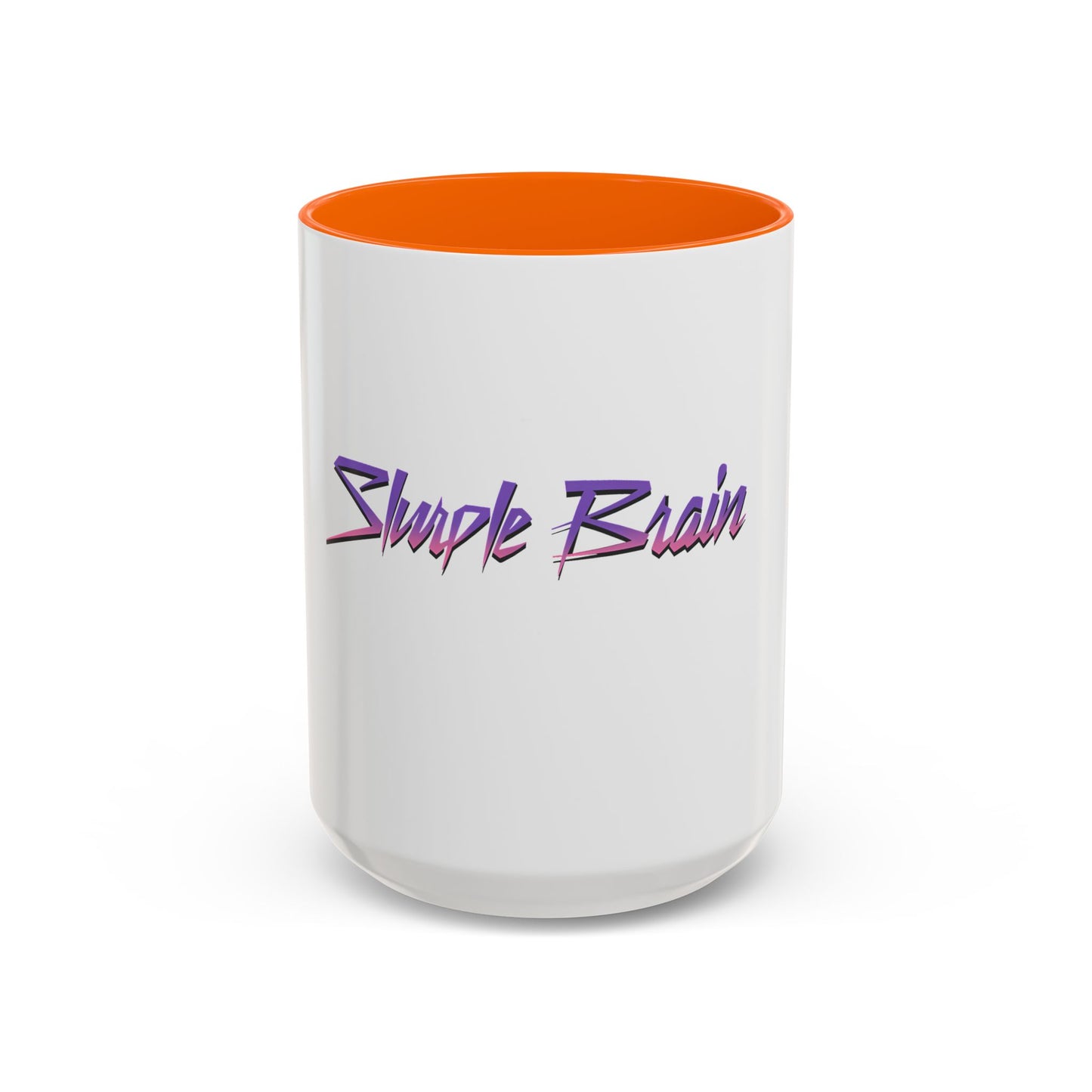 Accent Coffee Mug — Retro 'Simple Brain' Neon Script Coffee Mug