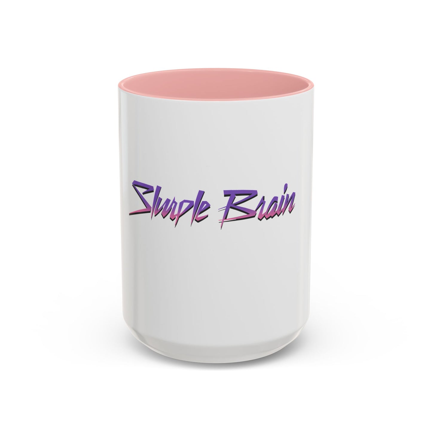 Accent Coffee Mug — Retro 'Simple Brain' Neon Script Coffee Mug
