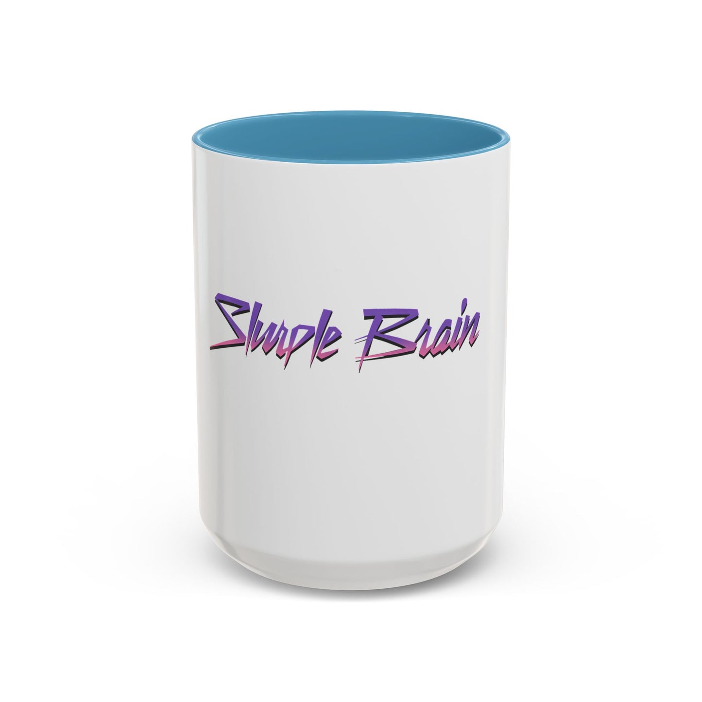 Accent Coffee Mug — Retro 'Simple Brain' Neon Script Coffee Mug