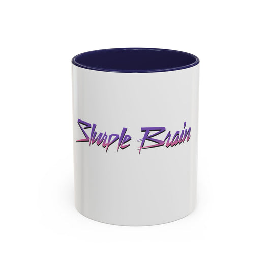 Accent Coffee Mug — Retro 'Simple Brain' Neon Script Coffee Mug