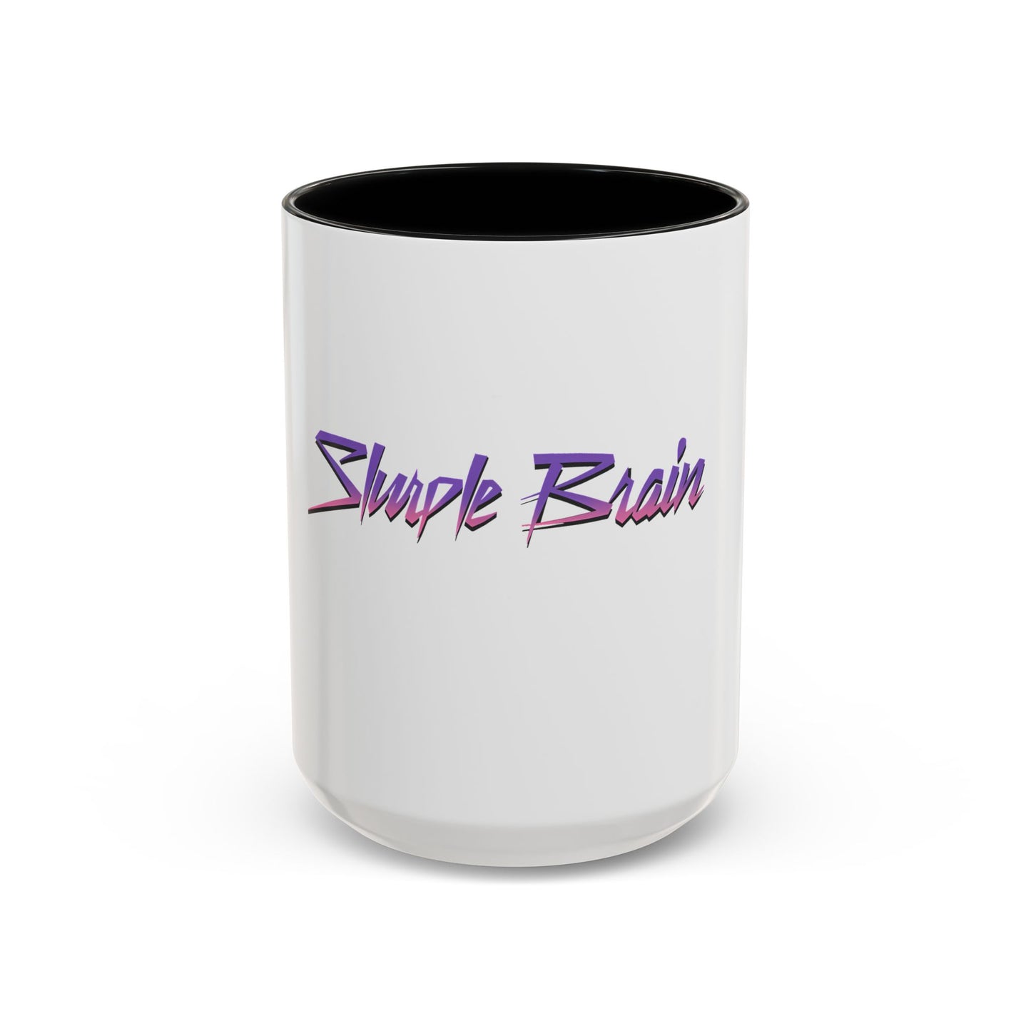 Accent Coffee Mug — Retro 'Simple Brain' Neon Script Coffee Mug