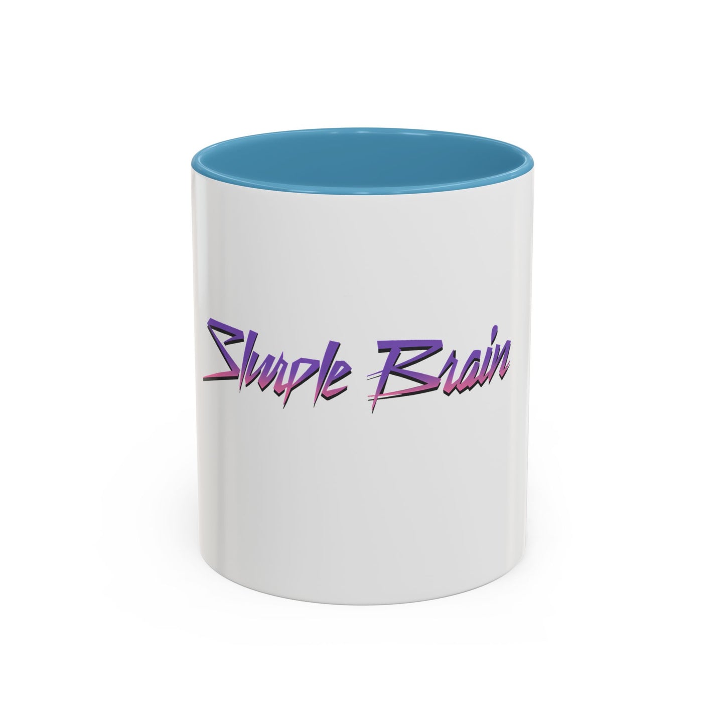 Accent Coffee Mug — Retro 'Simple Brain' Neon Script Coffee Mug