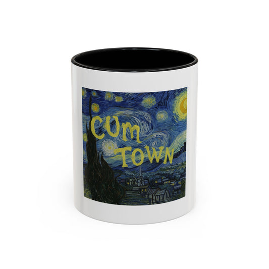 Starry Night "Cum Town" Accent Coffee Mug — Funny Podcast Fan Gift