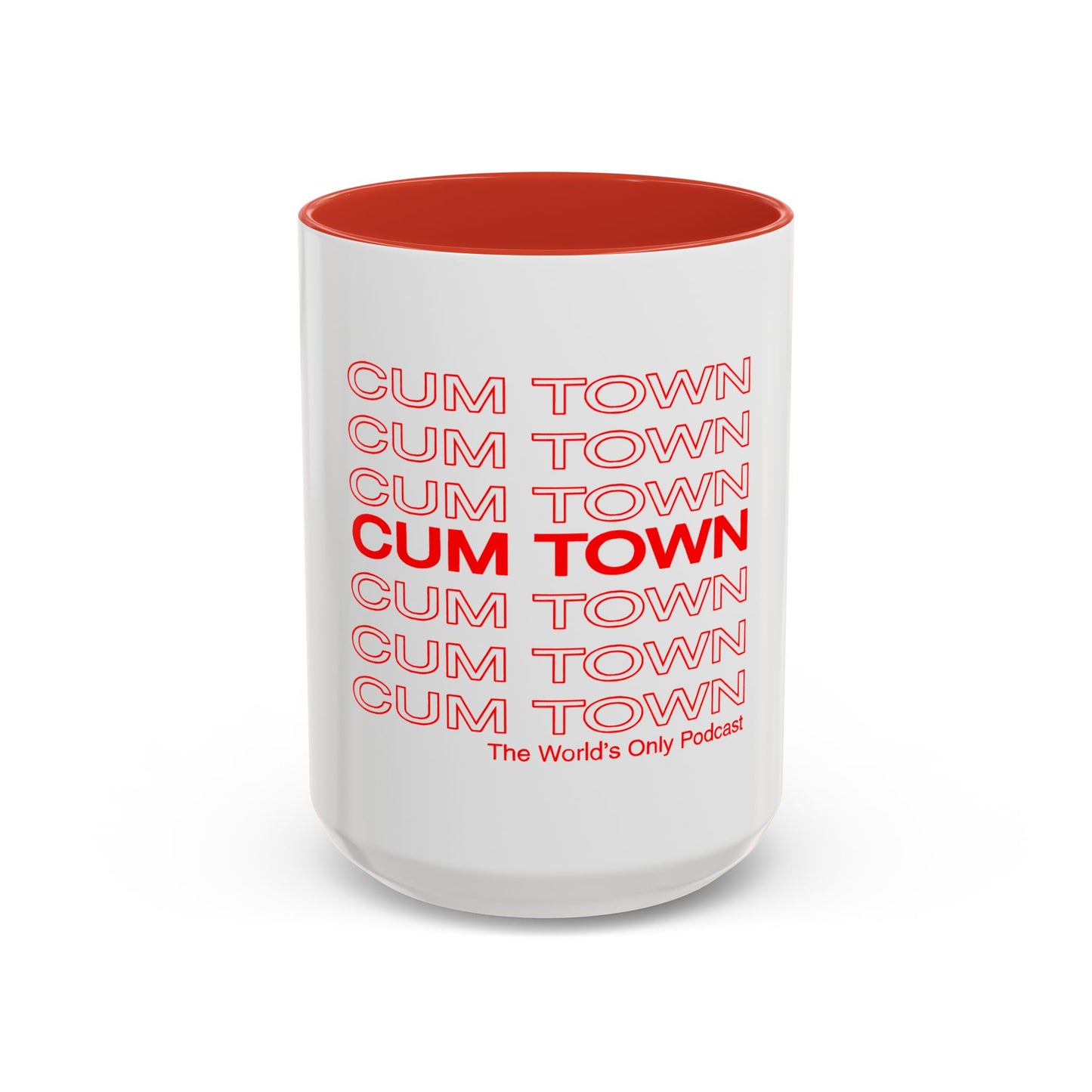 Cum Town Accent Coffee Mug — Bold Repeating Logo 11/15oz
