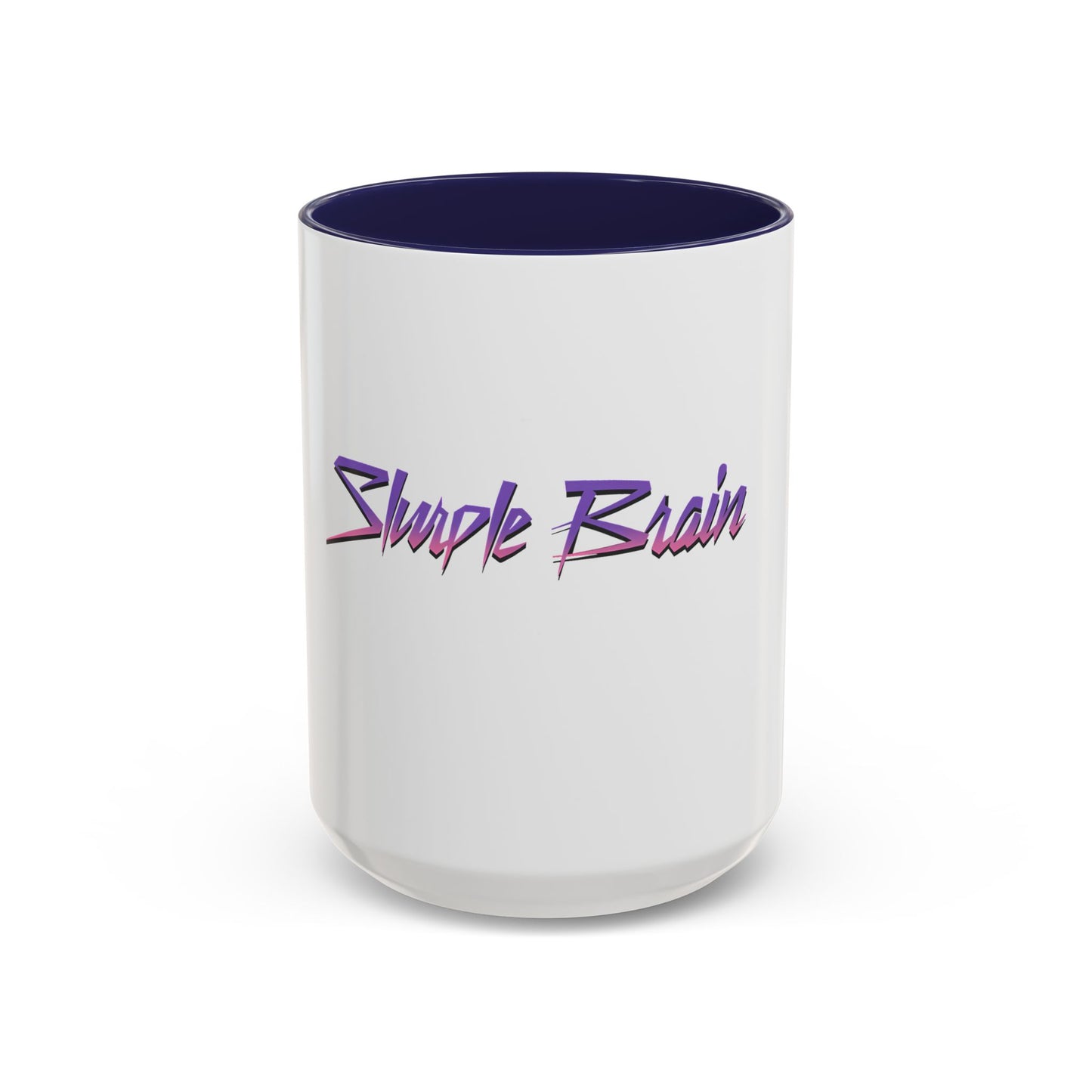 Accent Coffee Mug — Retro 'Simple Brain' Neon Script Coffee Mug