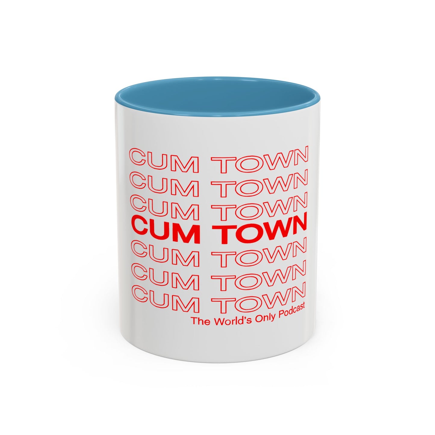 Cum Town Accent Coffee Mug — Bold Repeating Logo 11/15oz