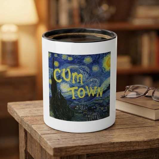Starry Night "Cum Town" Accent Coffee Mug — Funny Podcast Fan Gift