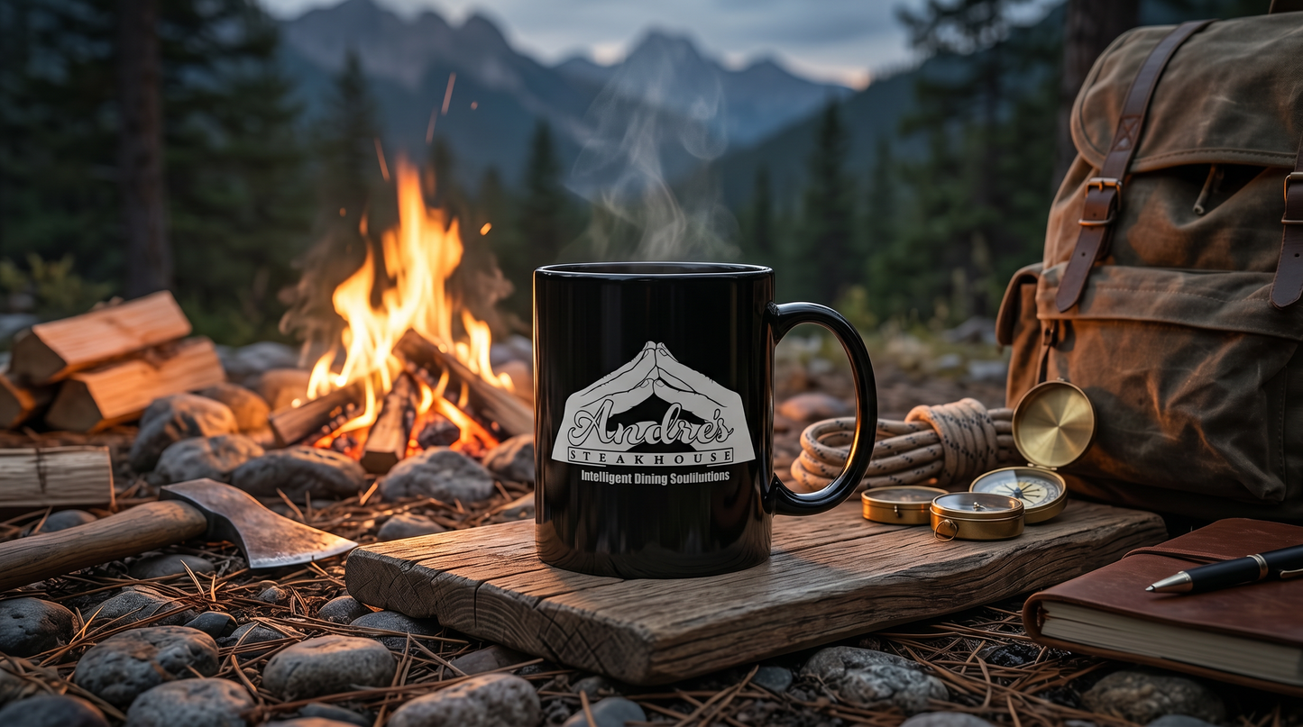 Andres Steakhouse Logo Coffee Mug - Black Accent 11/15oz