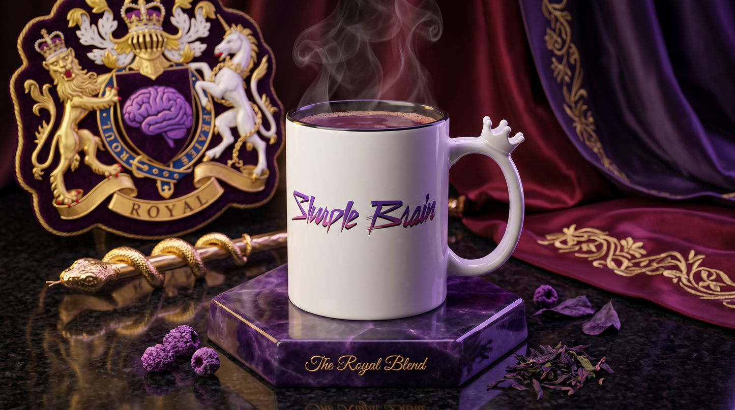 Accent Coffee Mug — Retro 'Simple Brain' Neon Script Coffee Mug