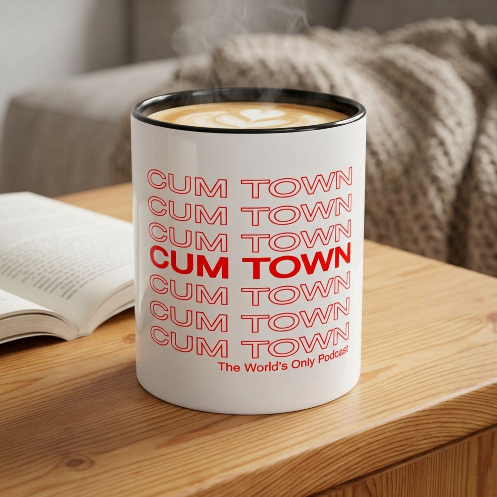 Cum Town Accent Coffee Mug — Bold Repeating Logo 11/15oz