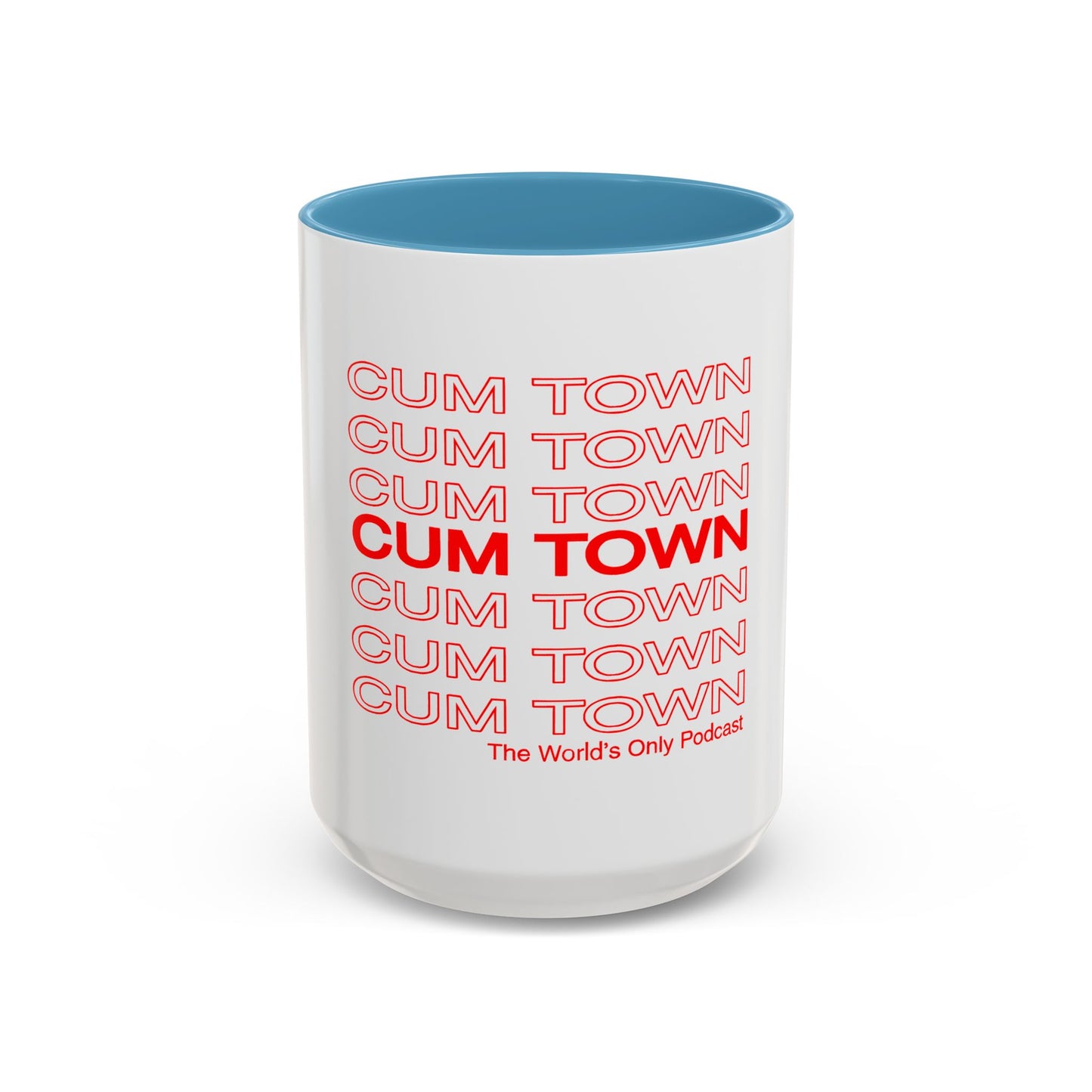 Cum Town Accent Coffee Mug — Bold Repeating Logo 11/15oz