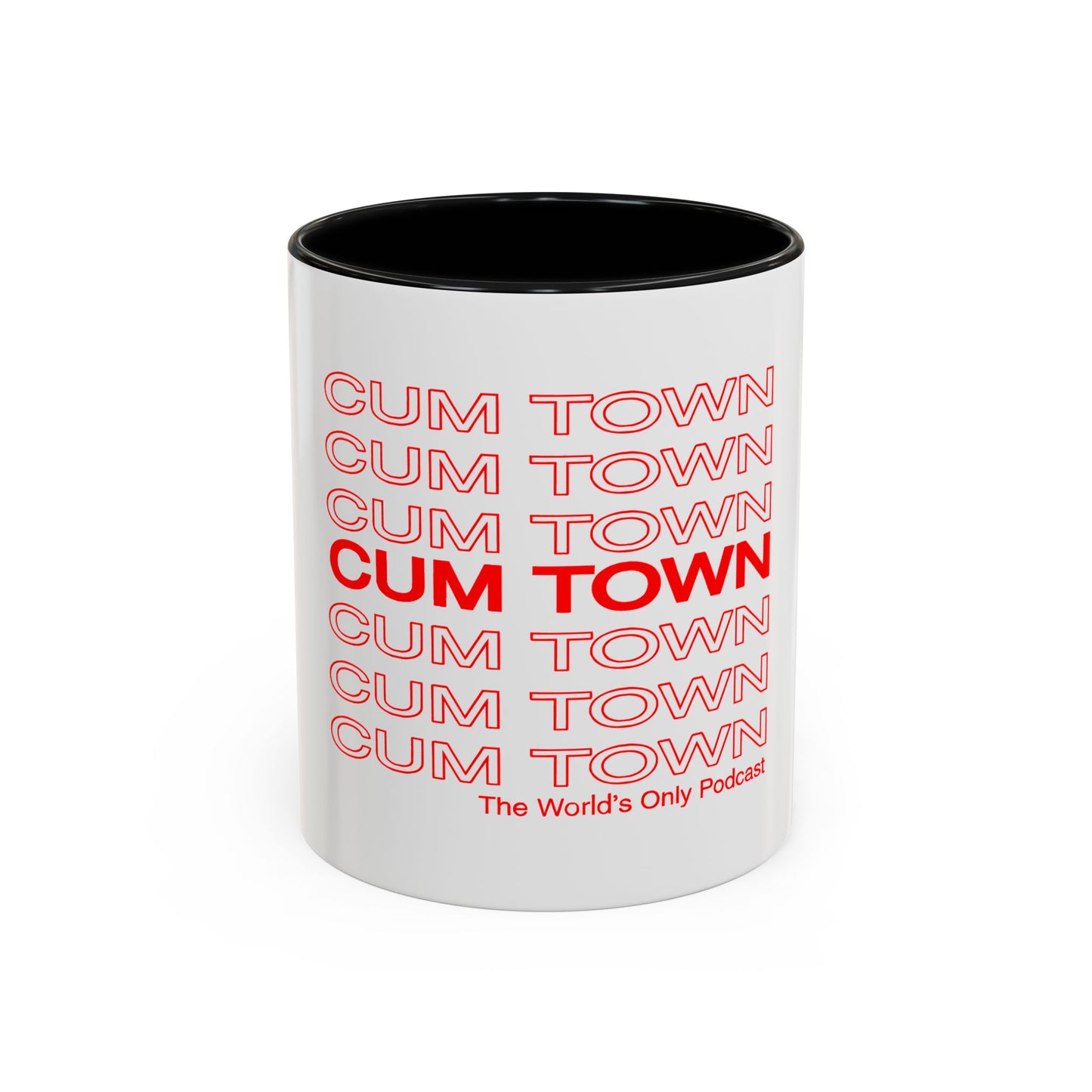 Cum Town Accent Coffee Mug — Bold Repeating Logo 11/15oz
