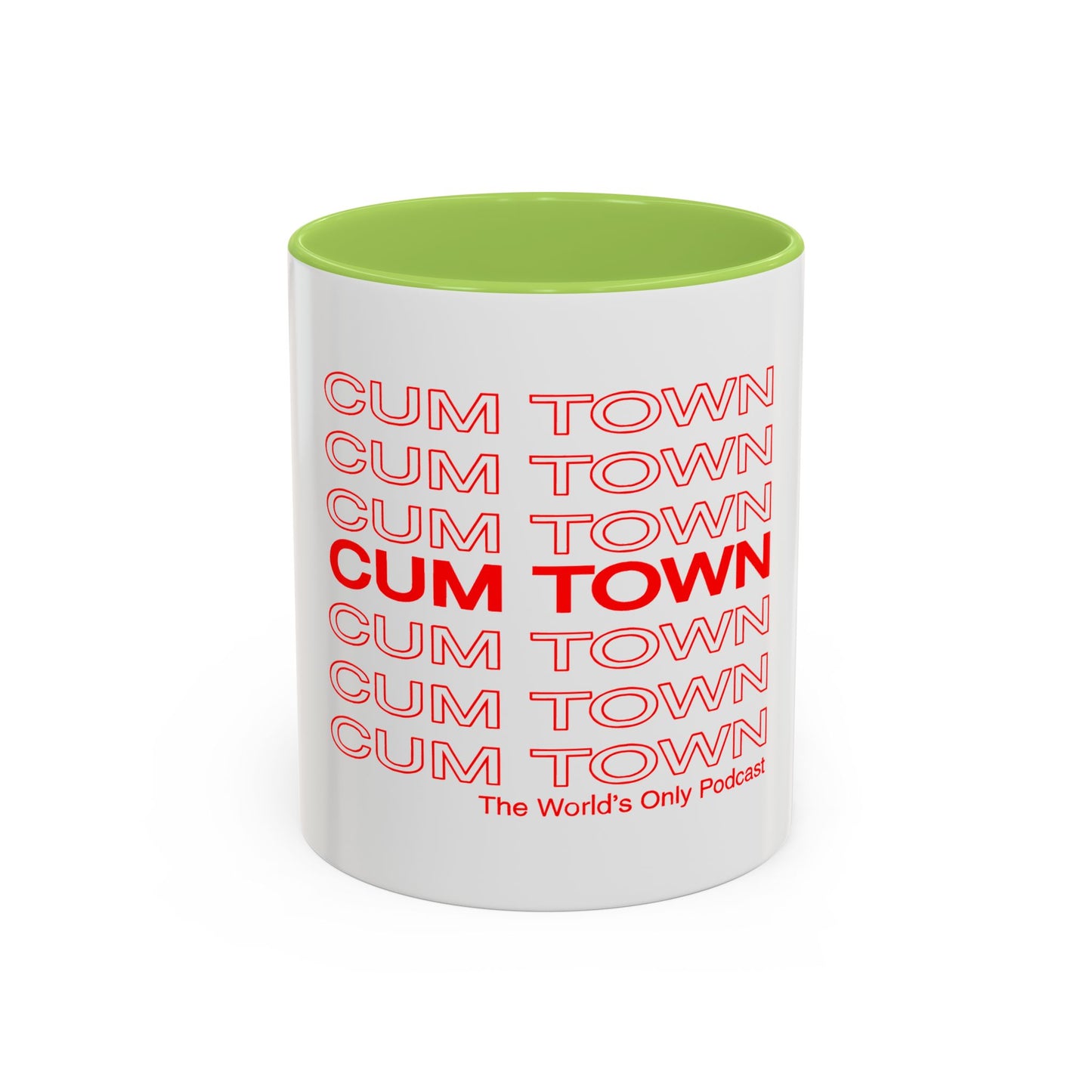 Cum Town Accent Coffee Mug — Bold Repeating Logo 11/15oz