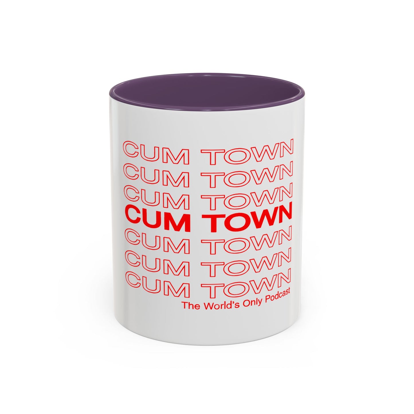 Cum Town Accent Coffee Mug — Bold Repeating Logo 11/15oz
