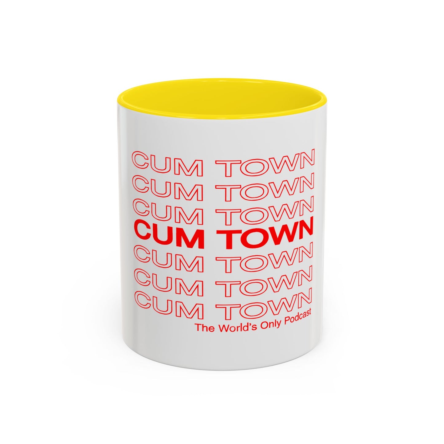 Cum Town Accent Coffee Mug — Bold Repeating Logo 11/15oz