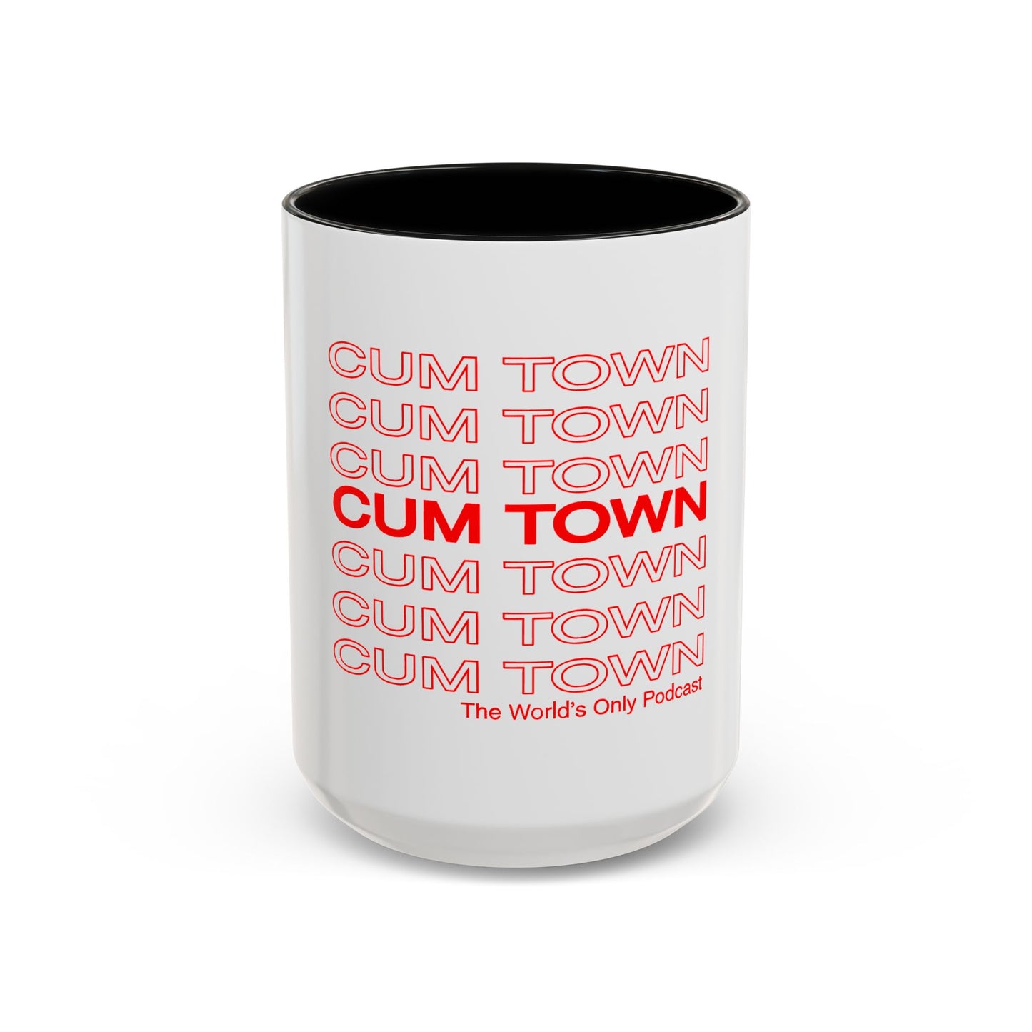 Cum Town Accent Coffee Mug — Bold Repeating Logo 11/15oz