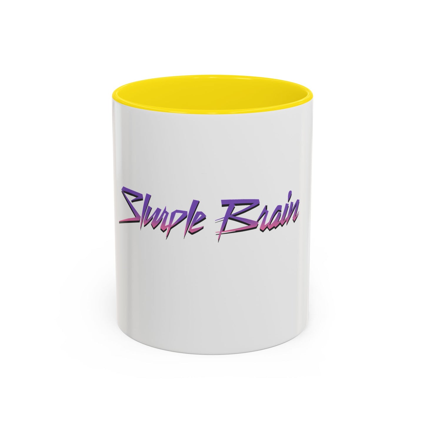 Accent Coffee Mug — Retro 'Simple Brain' Neon Script Coffee Mug
