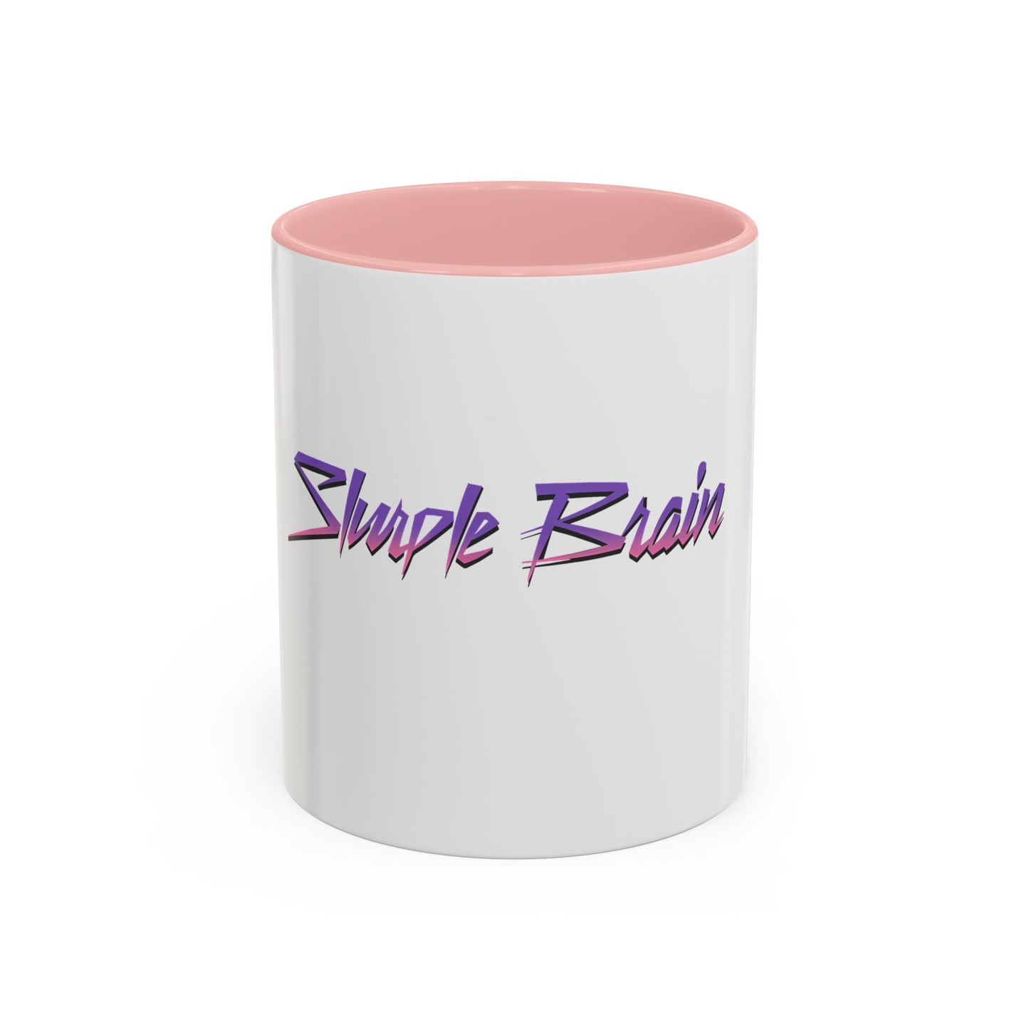 Accent Coffee Mug — Retro 'Simple Brain' Neon Script Coffee Mug