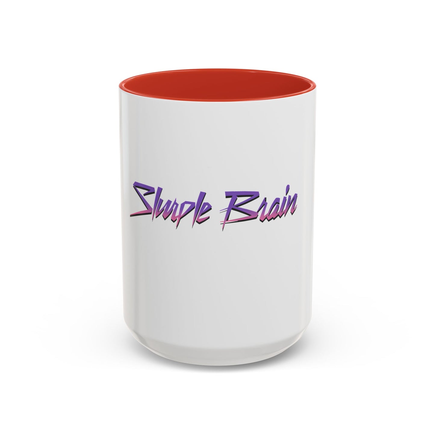 Accent Coffee Mug — Retro 'Simple Brain' Neon Script Coffee Mug