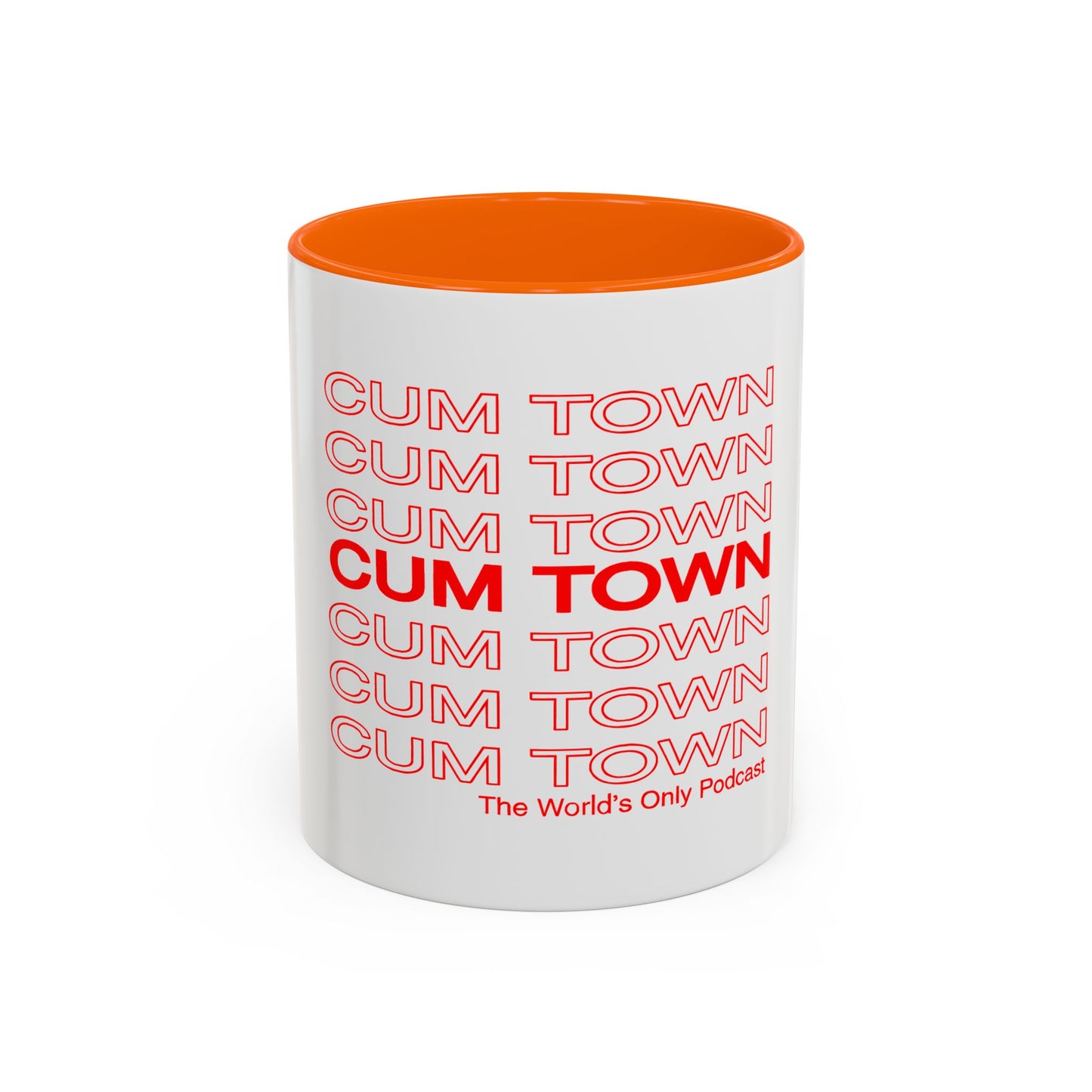 Cum Town Accent Coffee Mug — Bold Repeating Logo 11/15oz