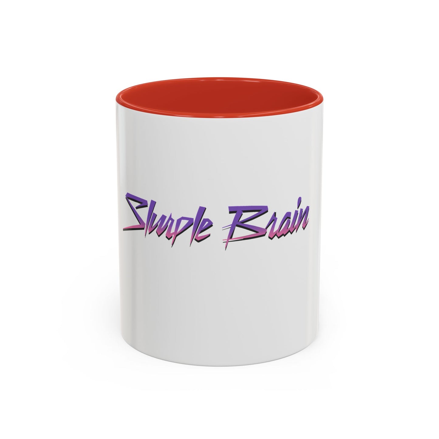 Accent Coffee Mug — Retro 'Simple Brain' Neon Script Coffee Mug