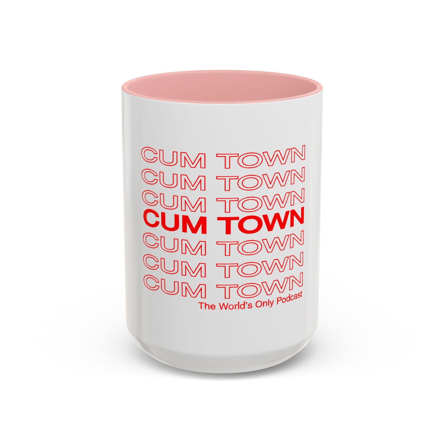 Cum Town Accent Coffee Mug — Bold Repeating Logo 11/15oz