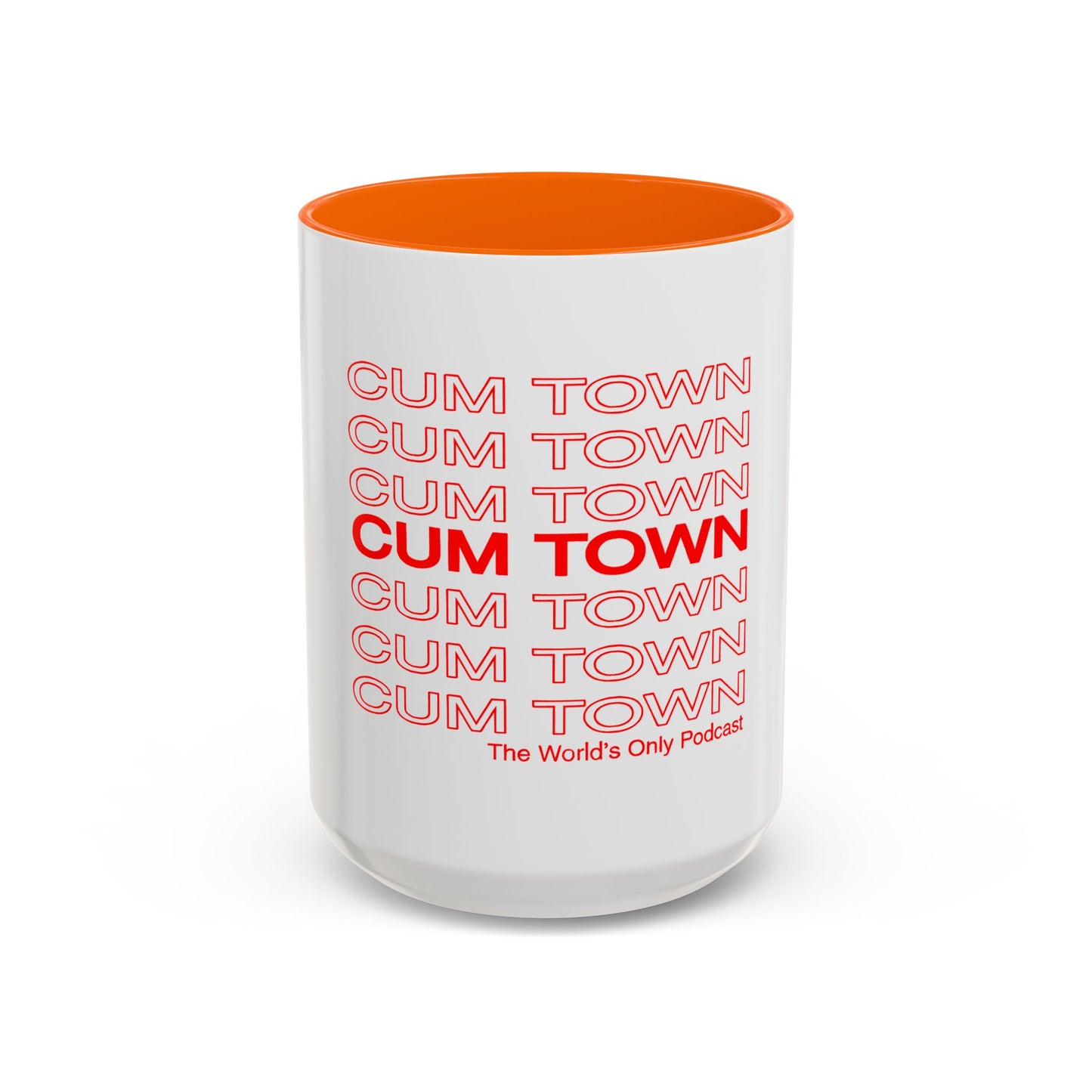 Cum Town Accent Coffee Mug — Bold Repeating Logo 11/15oz