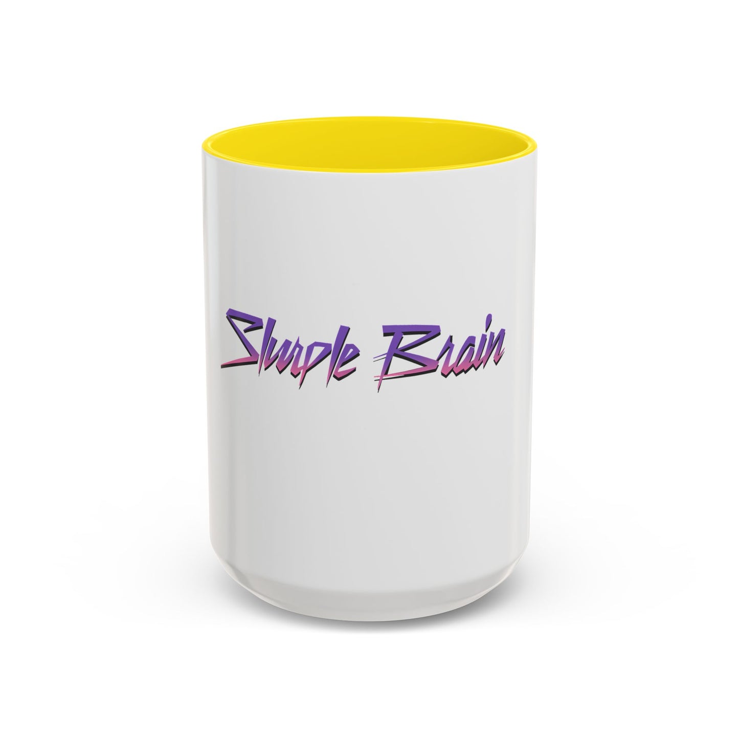 Accent Coffee Mug — Retro 'Simple Brain' Neon Script Coffee Mug