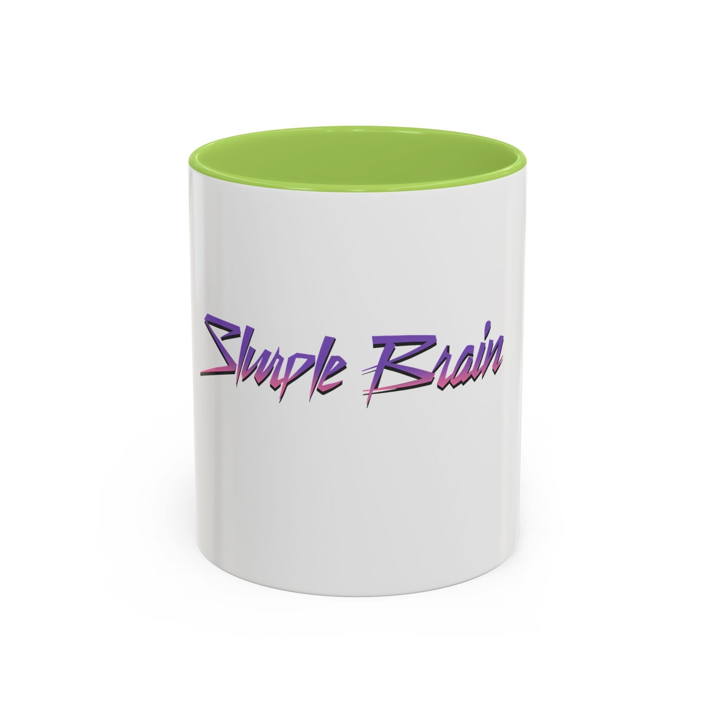 Accent Coffee Mug — Retro 'Simple Brain' Neon Script Coffee Mug