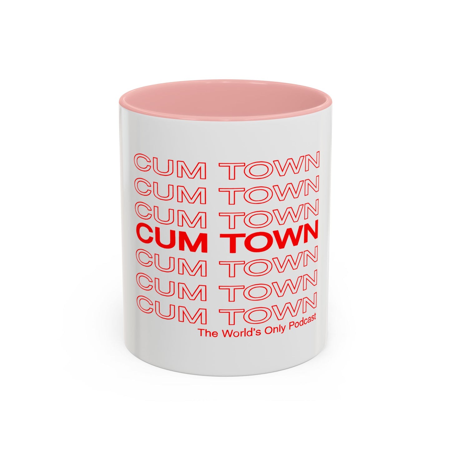 Cum Town Accent Coffee Mug — Bold Repeating Logo 11/15oz